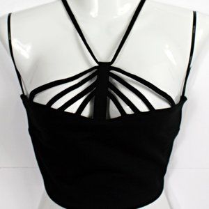 FOREVER 21 BLACK STRAPPY CROPPED TOP